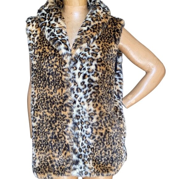 Cejon Faux Fur Leopard Print Vest XL #81N - Picture 1 of 9